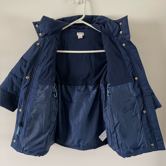 J Crew Crewcuts Long Puffer Coat Jacket Girls Size 5 / XS Navy Blue Hooded Parka - Picture 3 of 11